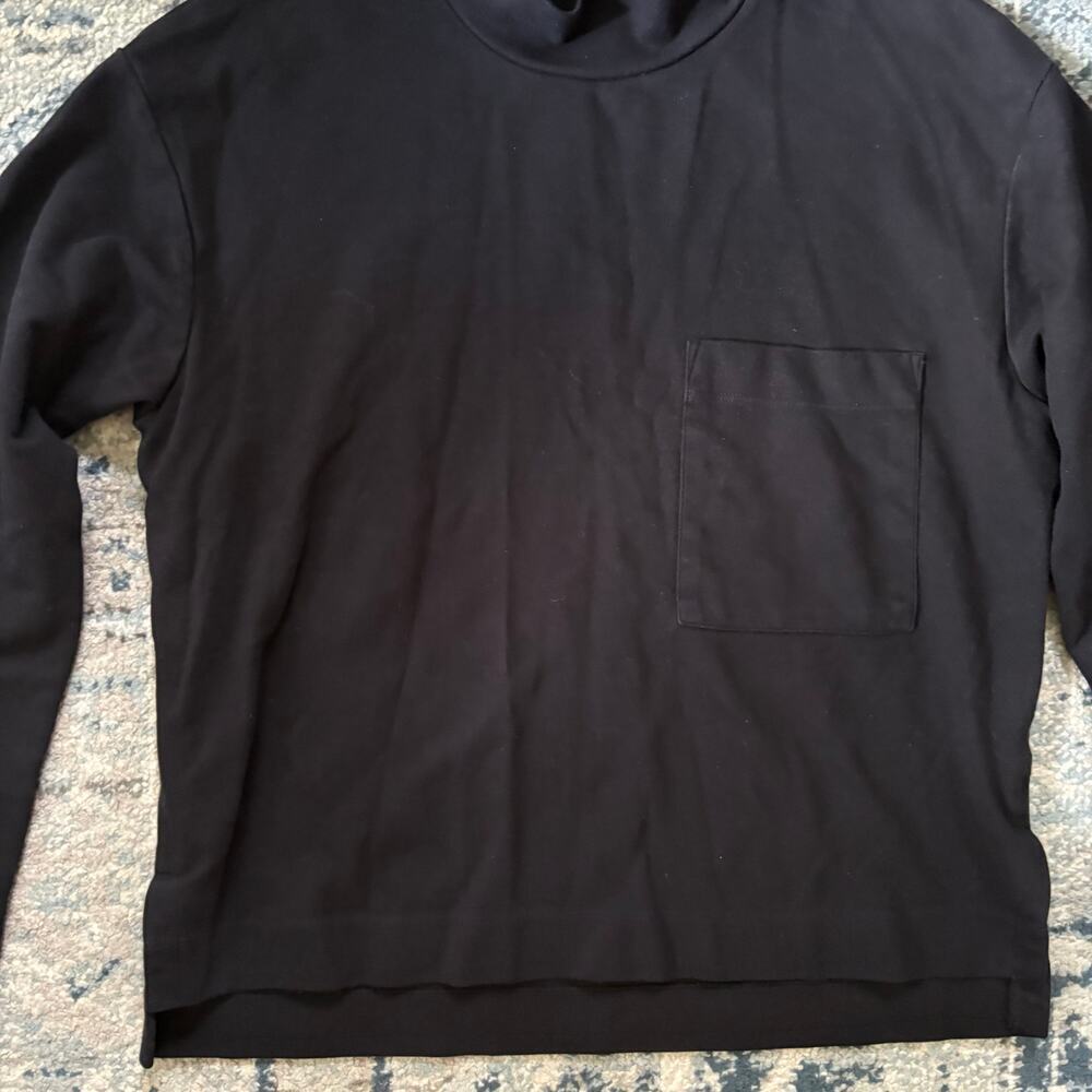 Anthropologie Stateside Mock Neck Boxy Long Sleeve Black Modal Supima Top - Picture 2 of 4